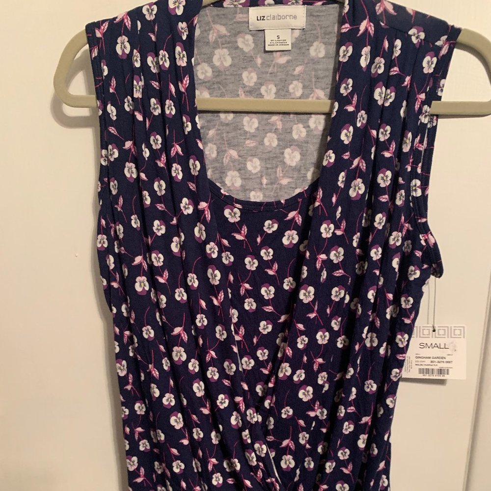 NWT LIZ CLAIBORNE FLORAL SLEEVELESS BLOUSE SZ S